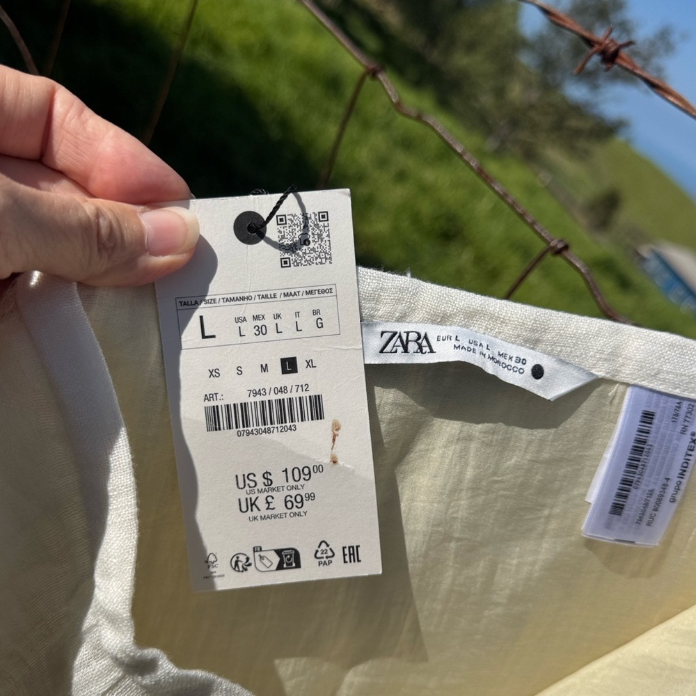 Zara Linen Layered Gauzey Midi Skirt ZW Collection boho chic Cream NWT L - Picture 8 of 8